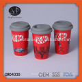 Nestle coffee travel mug wit silicon lid,ceramic mug with lid and design,porcelain cup with silicone lid